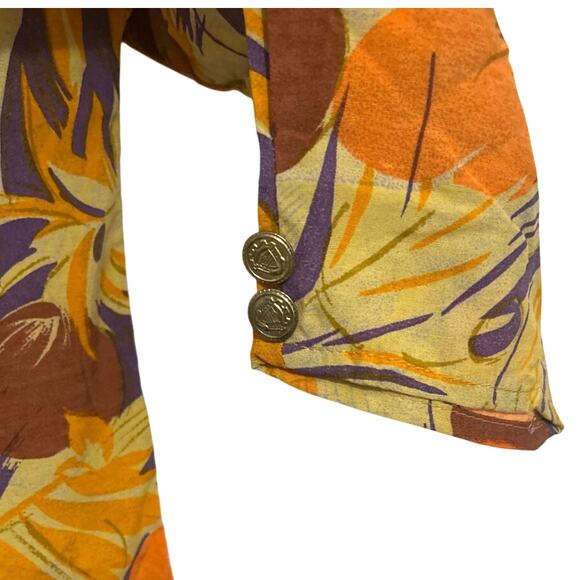 Vintage 1970 Danielle B Womens Tropical Cotton Blouse with Metallic Buttons - Picture 2 of 4